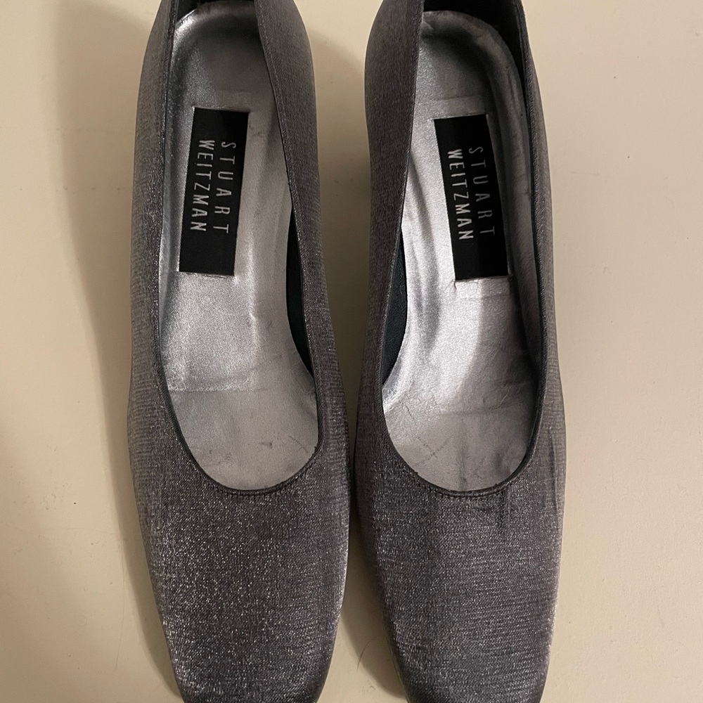 Vintage Stuart Weitzman Gunmetal Shimmer Pumps/Heels Size 7 Made In Spain - Picture 2 of 6